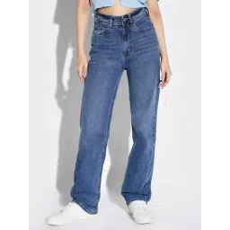 showoffff SHOWOFF Dark Blue Denim Straight Fit Mid RIse Jeans-picture-16