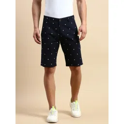 showoffff SHOWOFF Dark Navy Cotton Slim Fit Printed Shorts-picture-37