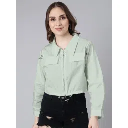 showoffff SHOWOFF Green Cotton Solid Jacket-picture-28