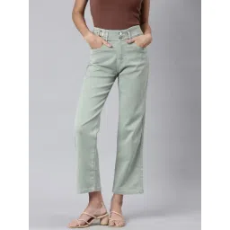 showoffff SHOWOFF Green Denim Straight Fit Mid Rise Jeans-picture-14