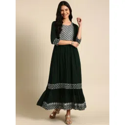 showoffff SHOWOFF Green Embroidered Anarkali Kurta-picture-33