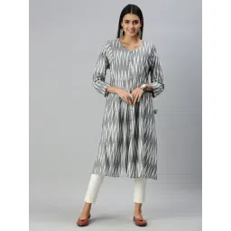 showoffff SHOWOFF Grey Cotton Printed Calf Length A Line Kurta-picture-27