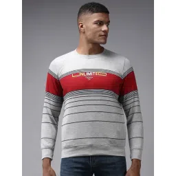 showoffff Showoff Grey Cotton Regular Fit Striped Sweatshirt-picture-37