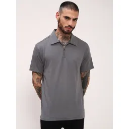 showoffff Showoff Grey Cotton Slim Fit Polo T-Shirt-picture-22