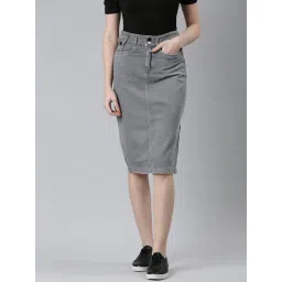 showoffff SHOWOFF Grey Denim Midi Skirt-picture-39