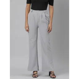 showoffff SHOWOFF Grey Flared Fit Mid Rise Trousers-picture-27