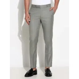 showoffff SHOWOFF Grey Slim Fit Solid Formal Trousers-picture-44