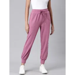 showoffff SHOWOFF Lavender Cotton Blend Regular Fit Mid Rise Joggers-picture-37