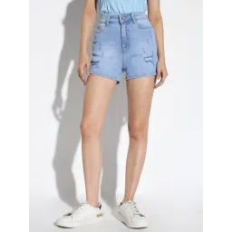 showoffff SHOWOFF Light Blue Denim Distressed Shorts-picture-16