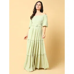showoffff SHOWOFF Lime Green Regular Fit Maxi Dress With Belt-picture-31