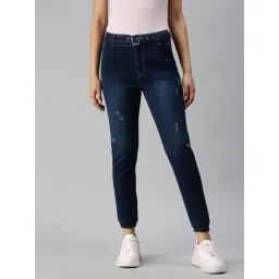 showoffff SHOWOFF Low Distress Blue Jogger Denim Jeans-picture-46