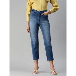 showoffff SHOWOFF Low Distress Blue Straight Fit Denim Jeans-picture-16