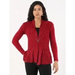 showoffff SHOWOFF Maroon Acrylic Self Shrug-picture-21