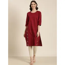 showoffff SHOWOFF Maroon Cotton Regular Fit Kurta-picture-32