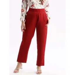 showoffff SHOWOFF Maroon Mid Rise Formal Trousers-picture-21