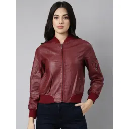 showoffff SHOWOFF Maroon Regular Fit Bomber Jacket-picture-41