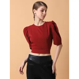 showoffff SHOWOFF Maroon Regular Fit Crop Top-picture-19