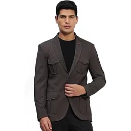 showoffff SHOWOFF Men's Brown Solid Single-Breasted Blazer-LBR-2467_Brown-picture-12