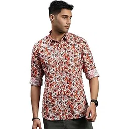 showoffff SHOWOFF Men's Floral Orange Slim Fit Shirt-Rufus-3113_Orange-picture-13