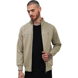 showoffff SHOWOFF Men's Green Solid Front-Open Sweatshirt-AR-SP-1581_Green-picture-11