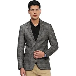 showoffff SHOWOFF Men's Grey Checked Single Breasted Blazer-LBR-2412-2_Grey-picture-19
