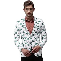 showoffff SHOWOFF Men's Mandarin Collar White Printed Blazer-SOBLZ-278_White-picture-12