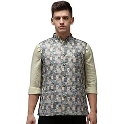 showoffff SHOWOFF Men's Printed Multi Ethnic Nehru Jackets-PR-102_Multi-picture-11