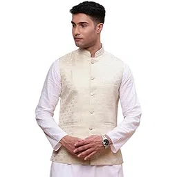 showoffff SHOWOFF Men's Woven Design Cream Slim Fit Nehru Jacket-AC-1163_Cream-picture-33