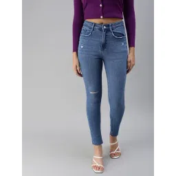 showoffff SHOWOFF Mildly Distressed Blue Slim Fit Denim Jeans-picture-33