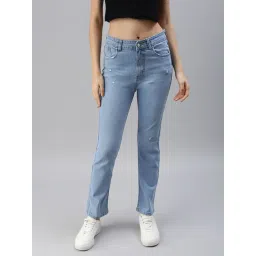 showoffff SHOWOFF Mildly Distressed Blue Straight Fit Denim Jeans-picture-27