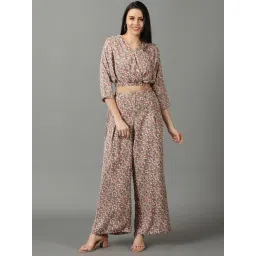 showoffff SHOWOFF Multicolor Floral Print Crop Top With Palazzos-picture-34