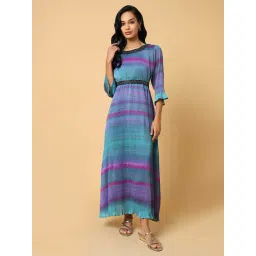 showoffff SHOWOFF Multicolor Printed Maxi Dress with Belt-picture-32