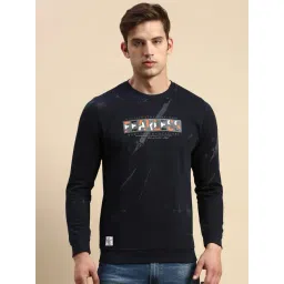 showoffff SHOWOFF Navy Blue Cotton Slim Fit Printed Sweatshirt-picture-34