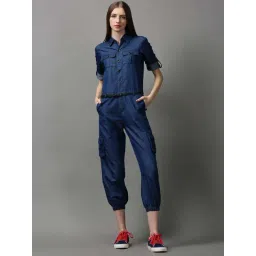 showoffff SHOWOFF Navy Cotton A-Line Jumpsuit-picture-32