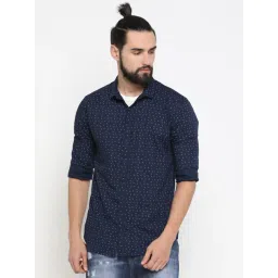 showoffff SHOWOFF Navy Cotton Slim Fit Printed Shirt-picture-31