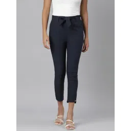 showoffff SHOWOFF Navy Slim Fit Mid Rise Trousers-picture-17