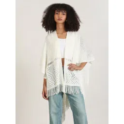 showoffff Showoff Off White Regular Fit Poncho-picture-35