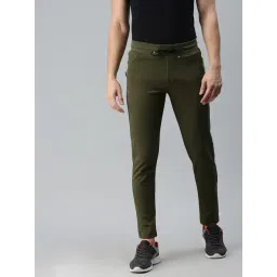 showoffff SHOWOFF Olive Cotton Slim Fit Solid Trackpants-picture-27
