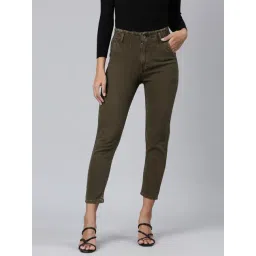 showoffff SHOWOFF Olive Denim Boyfriend Fit Mid Rise Jeans-picture-47