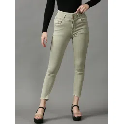 showoffff SHOWOFF Olive Green Solid High Rise Jeans-picture-15