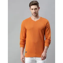 showoffff SHOWOFF Orange Cotton Slim Fit Solid Sweatshirt-picture-20