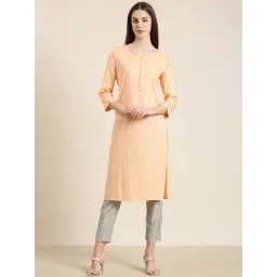 showoffff SHOWOFF Peach Cotton Striped Kurta-picture-23