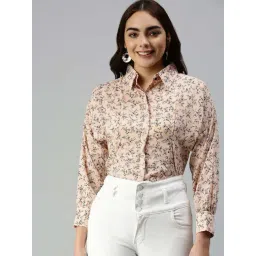 showoffff SHOWOFF Peach Floral Printed Shirt-picture-12