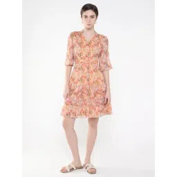 showoffff SHOWOFF Peach Printed A Line Dress-picture-41