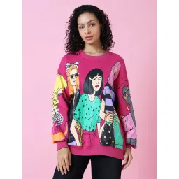 showoffff SHOWOFF Pink Cotton Printed Oversized Sweatshirt-picture-26