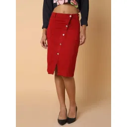 showoffff SHOWOFF Red Cotton Shift Skirt-picture-29