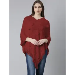 showoffff SHOWOFF Red Solid Poncho-picture-21