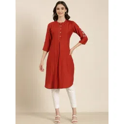 showoffff SHOWOFF Rust Cotton Regular Fit Kurta-picture-16