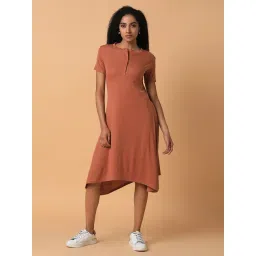 showoffff SHOWOFF Rust Textured A Line Dress-picture-13