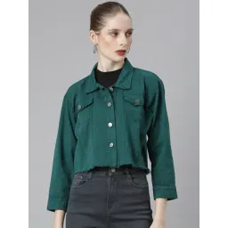 showoffff SHOWOFF Teal Regular Fit Denim Jacket-picture-36